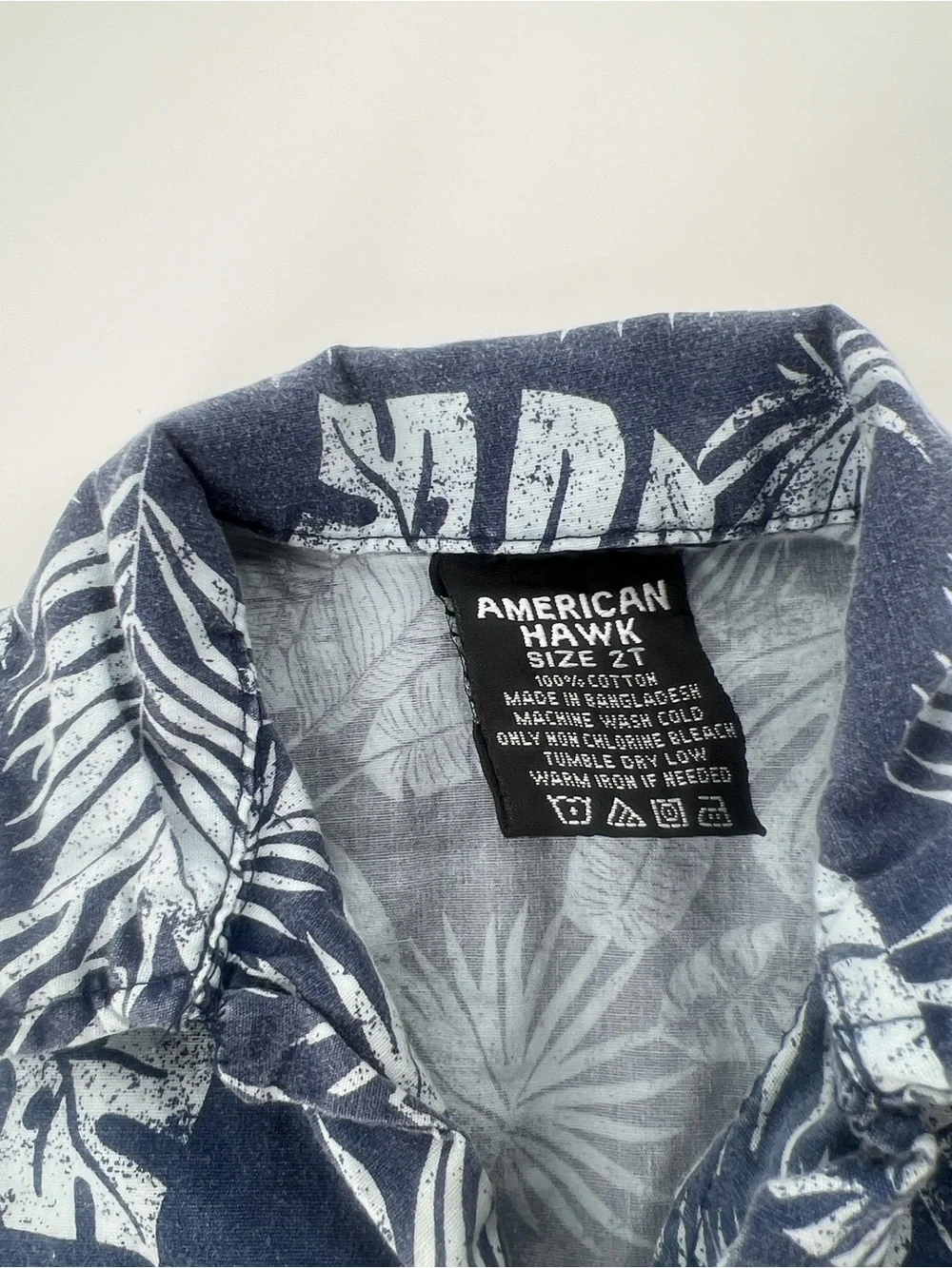 Toddler Navy Tropical Print Button-Down Shirt
